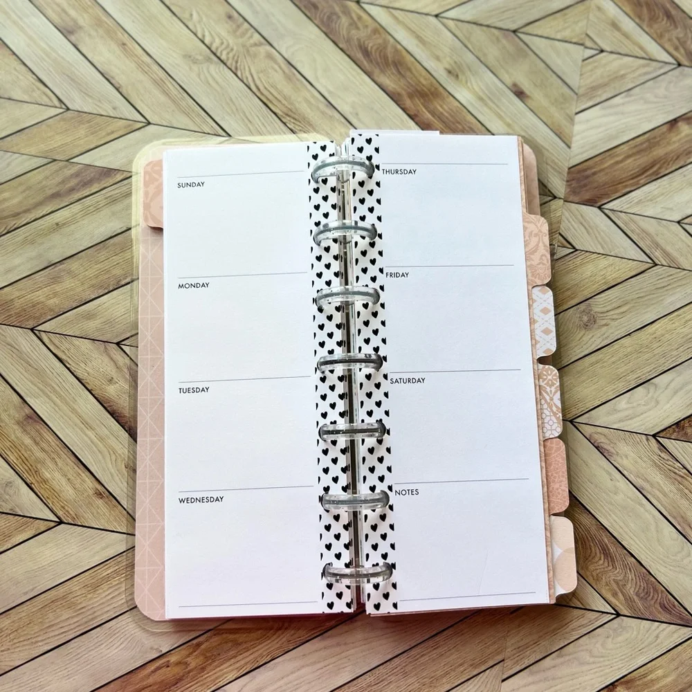 Happy planner skinny mini size undated Rose gold leaves